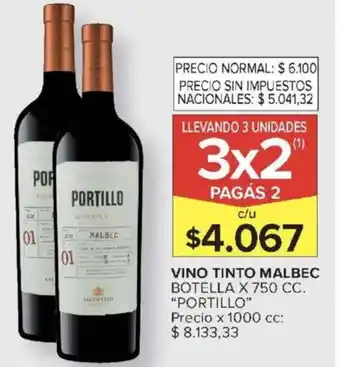 Carrefour Market Portillo vino tinto malbec botella oferta