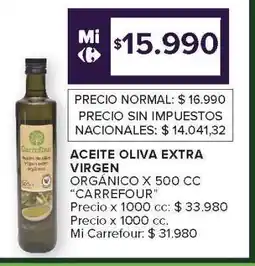 Carrefour Market Aceite Oliva Extra Virgen Orgánico x 500 cc 'Carrefour' oferta