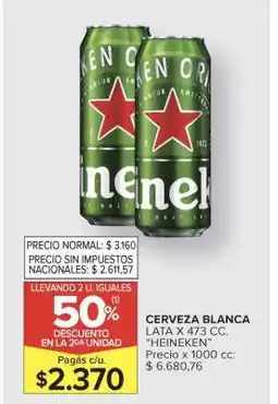 Carrefour Cerveza Blanca Lata x 473 cc. 'Heineken' oferta