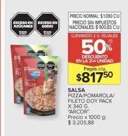 Carrefour Market Salsa Pizza/Pomarola/Fileto Doy Pack x 340 g 'Arcor' oferta