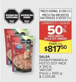 Carrefour Salsa Pizza/Pomarola/Fileto Doy Pack x 340 g 'Arcor' oferta