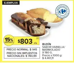 Carrefour Market Budín Sabor Vainilla/Marmolado x 180 g oferta