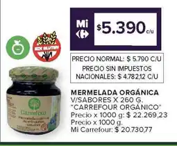 Carrefour Mermelada Orgánica V/Sabores x 260 g oferta