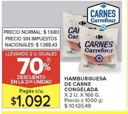 Carrefour Hamburguesa de Carne Congelada oferta