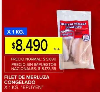 Carrefour FILET DE MERLUZA CONGELADO X 1 KG. “EPUYEN” oferta