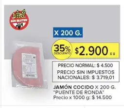 Carrefour JAMÓN COCIDO X 200 G. PUENTE DE RONDA oferta