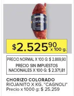 Carrefour CHORIZO COLORADO RIOJANITO X KG. CAGNOLI oferta