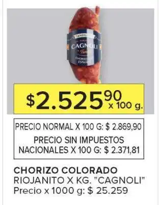 Carrefour CHORIZO COLORADO RIOJANITO X KG. CAGNOLI oferta