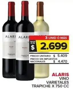 Carrefour Alaris vino varietales trapiche oferta