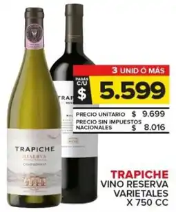 Carrefour Trapiche vino reserva varietales oferta