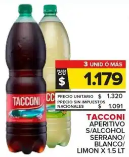 Carrefour Tacconi aperitivo s/alcohol serrano / blanco / limon oferta