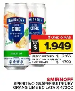 Carrefour Smirnoff aperitivo grapefruit / ruby orang lime bc lata oferta