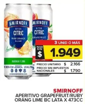 Carrefour Smirnoff aperitivo grapefruit / ruby orang lime bc lata oferta