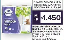 Carrefour Express Carrefour essential papel higiénico hoja simple oferta