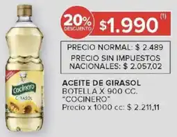 Carrefour Market Cocinero aceite de girasol botella oferta