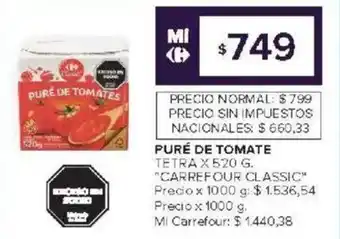 Carrefour Market Carrefour classic puré de tomates oferta