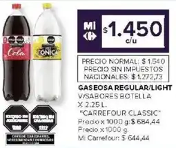 Carrefour Market Carrefour classic gaseosa regular/light v/sabores botella oferta