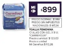 Carrefour Market Carrefour toalla femenina c/alas con gel oferta