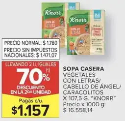 Carrefour Market Knorr sopa casera vegetales con letras/ cabello de ángel/ caracolitos oferta