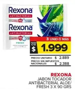 Carrefour Rexona jabon tocador antibacterial aloe / fresh oferta