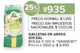 Carrefour Market Grandiet galletas de arroz sin sal bolsa oferta