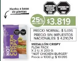 Carrefour Market Not chicken burger medallón crispy flow pack oferta