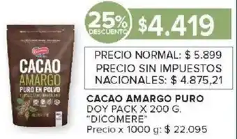 Carrefour Market Dicomere cacao amargo puro doy pack oferta