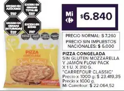 Carrefour Market Carrefour classic pizza congelada sin gluten mozzarella y jamón flow pack oferta