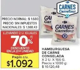 Carrefour Market Hamburguesa de carne congelada oferta