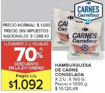 Carrefour Market Hamburguesa de carne congelada oferta