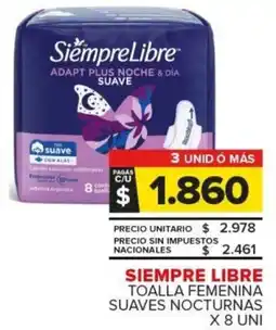 Carrefour Siempre libre toalla femenina suaves nocturnas oferta