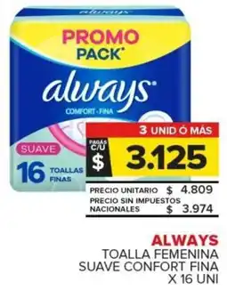 Carrefour Always toalla femenina suave confort fina oferta