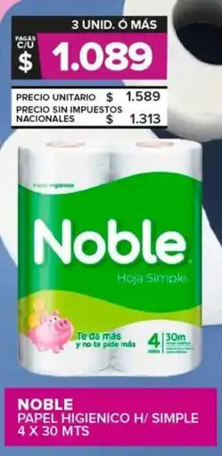 Carrefour Noble papel higienico h/simple oferta