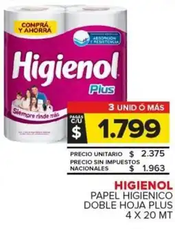 Carrefour Higienol papel higienico doble hoja plus oferta