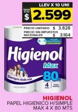 Carrefour Higienol papel higienico h/simple max oferta