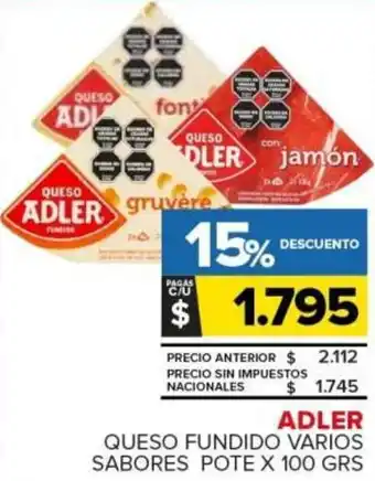 Carrefour Adler queso fundido varios sabores pote oferta