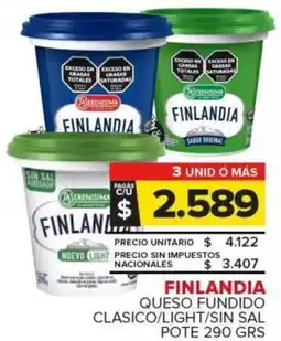Carrefour Finlandia queso fundido clasico / light / sin sal pote oferta