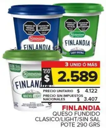 Carrefour Finlandia queso fundido clasico / light / sin sal pote oferta