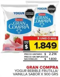 Carrefour Gran compra yogur bebible frutilla / vainilla sabor oferta