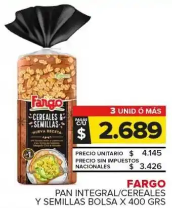 Carrefour Fargo pan integral/cereales y semillas bolsa oferta