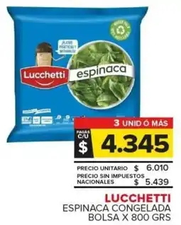 Carrefour Lucchetti espinaca congelada bolsa oferta