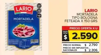 Carrefour Lario mortadela tipo bologna feteada oferta