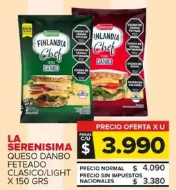 Carrefour La serenisima queso danbo feteado clasico / light oferta