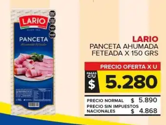 Carrefour Lario panceta ahumada feteada oferta