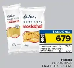 Carrefour Fideos varios tipos paquete oferta