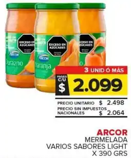 Carrefour Arcor mermelada varios sabores light oferta