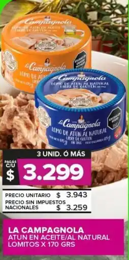 Carrefour La campagnola atun en aceite/al natural lomitos oferta