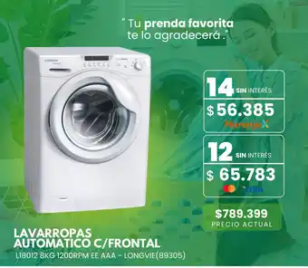 Previsora del Paraná Lavarropas automatico c/frontal l18012 8kg 1200rpm ee aaa longvie oferta