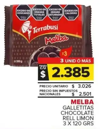 Carrefour Melba galletitas chocolate rell limon oferta
