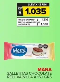 Carrefour Mana galletitas chocolate rell vainilla oferta